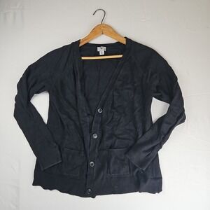 Worthington Womens XL Black Button Cardigan Sweater Stretch Knit Cozy V Neck